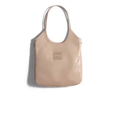 Miu Miu Ivy Leather Bag In Neutral
