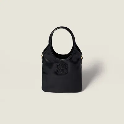 Miu Miu Ivy Leather Handbag In Black