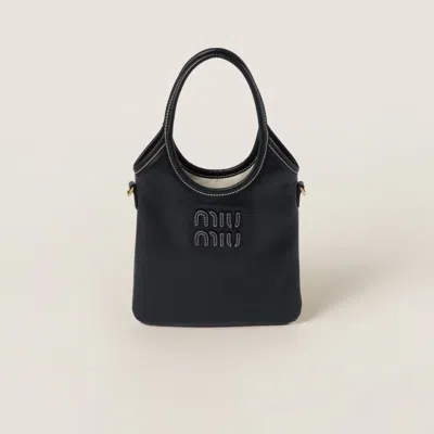 Miu Miu Ivy Leather Handbag In Black