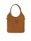Miu Miu Women Ivy Mini Leather Handbag In Brown
