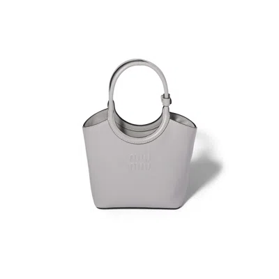Miu Miu Ivy Leather Handbag In Gray