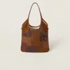 Miu Miu Ivy Leather Patchwork Bag In Cognac