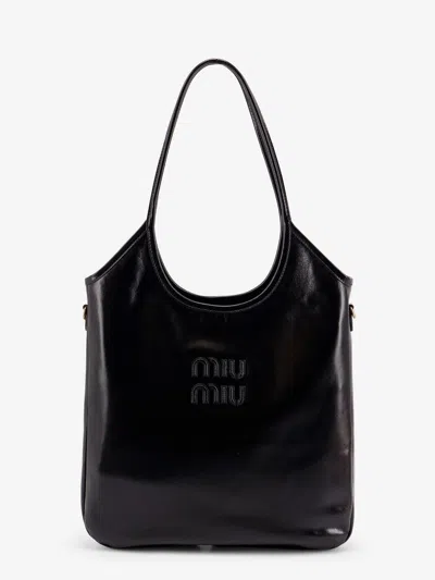 Miu Miu Ivy Leather Shoulder Bag In Black