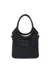 Miu Miu Ivy Leather Tote Bag In 黑色