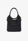 Miu Miu Ivy Leather Tote Bag In Black
