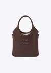 Miu Miu Softy Tote Bags Featuring Contrast Stitching In Brown