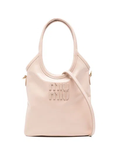 Miu Miu Ivy Leather Tote Bag In Pink