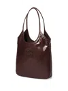 Miu Miu Ivy Logo Leather-lettering Tote Bag In Brown