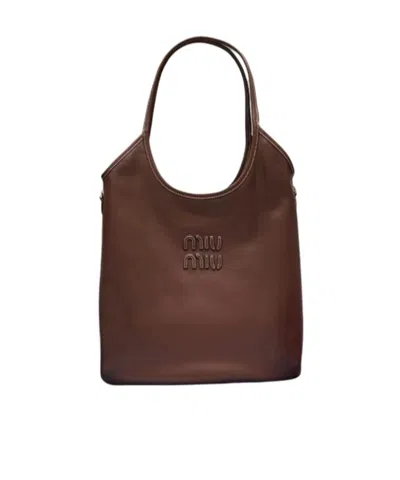 Miu Miu Ivy Logo Shoulder Bag In Red