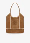 Miu Miu Ivy Logo Suede Tote Bag In Brown