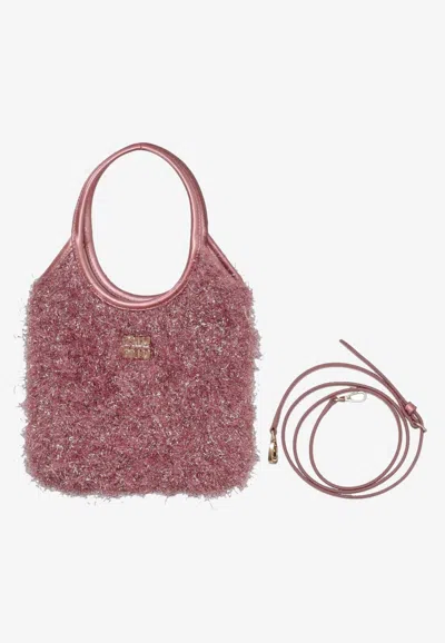Miu Miu Ivy Lurex Top Handle Bag In Pink