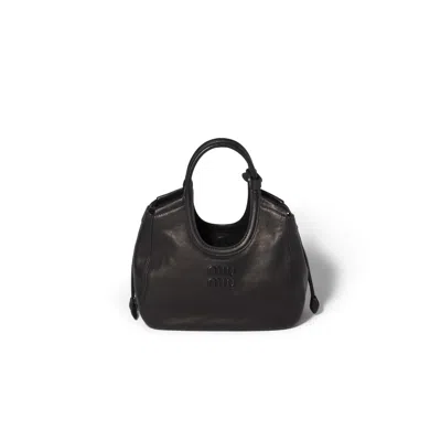 Miu Miu Ivy Nappa Leather Tote Bag In Black