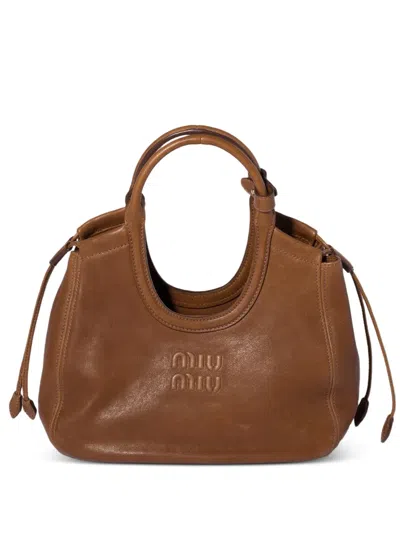 Miu Miu Ivy Nappa Leather Tote Bag In Pink