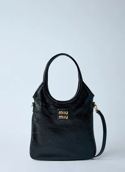 Miu Miu Ivy Patent Crossbody Bag In Black