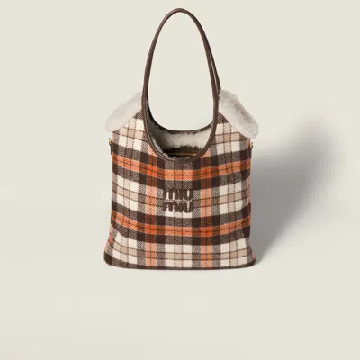 Miu Miu Ivy Plaid And Shearling Bag
