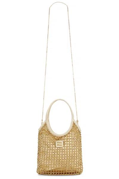 Miu Miu Ivy Rete Beads Bag In Platino