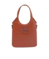 Miu Miu Ivy Leather Handbag In Brown