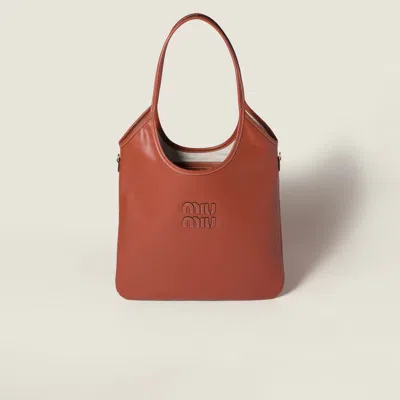 Miu Miu "ivy" Shoulder Bag In Leather In Brown