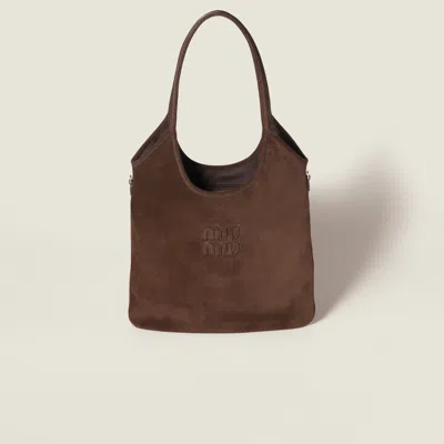 Miu Miu Ivy Suede Bag In Brown