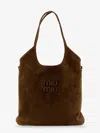 Miu Miu Ivy Suede Logo-detail Shoulder Bag In Brown