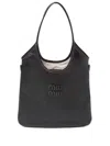 Miu Miu Ivy Leather Tote Bag In Black