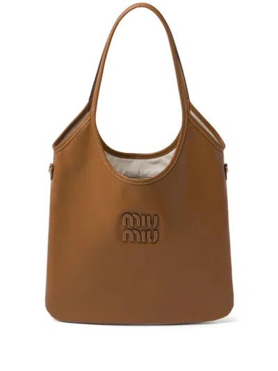 Miu Miu Ivy Tote Bag In Brown