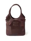 Miu Miu Ivy Leather Handbag In Brown