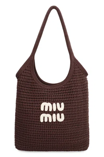 Miu Miu Ivy Tote Bag In Brown