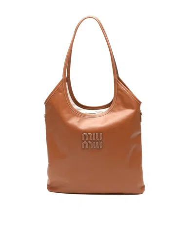 Miu Miu Ivy Tote Bag In Brown