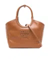Miu Miu Mini Leather Top-handle Tote Bag In Brown