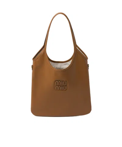 Miu Miu Ivy Tote Bag In Brown