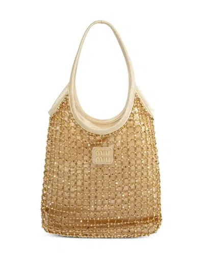 Miu Miu Ivy Tote Bag In Gold