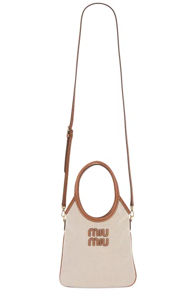 Miu Miu Ivy Tote Bag In Natural & Brandy