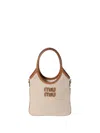 Miu Miu Ivy Canvas And Leather Bag In Neutrals