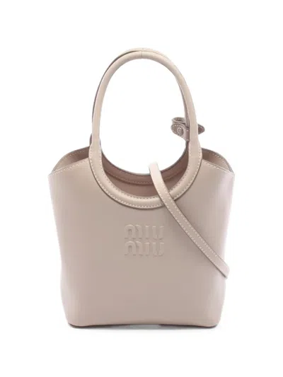 Pre-owned Miu Miu Ivy Tote Bag In Neutrals