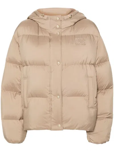 Miu Miu Jacke Mit Logo-applikation In Brown