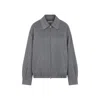 Miu Miu Logo-patch Zip-up Bomber Jacket In Wool In Gray