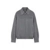 Miu Miu Logo-patch Zip-up Bomber Jacket In Wool In Gray