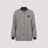 Miu Miu Logo-appliqué Bomber Jacket In Bianco Bordeaux
