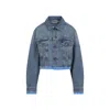 Miu Miu Denim And Poplin Trucker Jacket In Blue