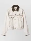 Miu Miu Jacket Contrast Collar Long Sleeves Chest Pockets In Transparent