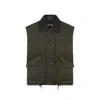 Miu Miu Sleeveless Padded Jacket With Smooth Collar In Green