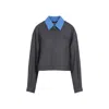 Miu Miu Cropped Wool Jacket Pointed Collar In Grey