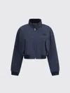 Miu Miu Buttoned Pockets Bomber Jacket In Blue