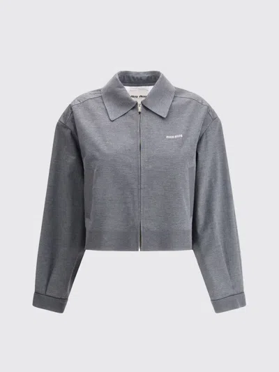 Miu Miu Jacket Woman Grey In Gray