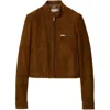 Miu Miu Suede Jacket In Brown