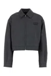 Miu Miu Collared Cropped Glencheck Jacket Long Sleeves