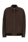Miu Miu Women Panama Cotton Blouson Jacket In Brown