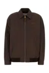 Miu Miu Women Panama Cotton Blouson Jacket In Brown