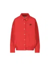Miu Miu Button-down Red Cotton Jacket With Embroidered Logo